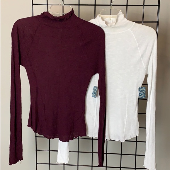 FREE PEOPLE Skyline Thermal Top, Wine or White XS - New w/Tags - Picture 4 of 7